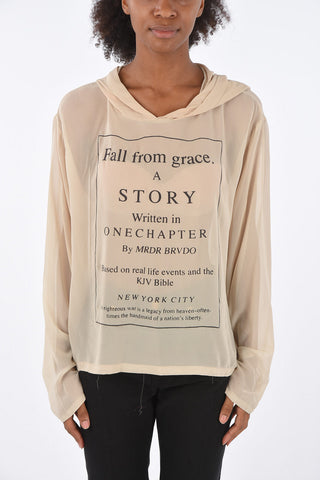 T-shirt in Chiffon con Cappuccio