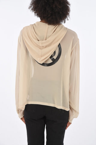 T-shirt in Chiffon con Cappuccio