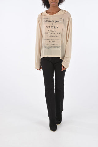 T-shirt in Chiffon con Cappuccio