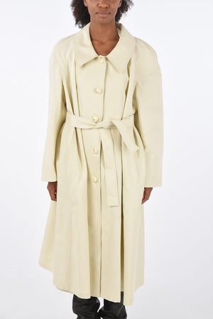 cotton and flax belted balmacaan coat