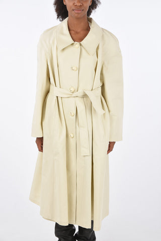 cotton and flax belted balmacaan coat
