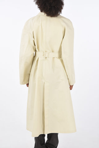 cotton and flax belted balmacaan coat