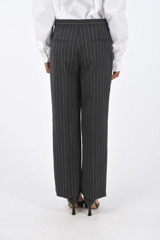 Pinstriped Unstructured Pocket Wide Leg Pants