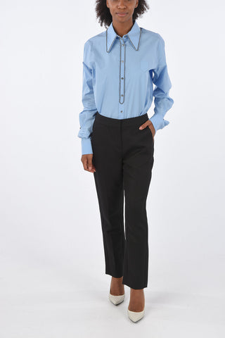 Jewel Button High Waist Cropped Pants