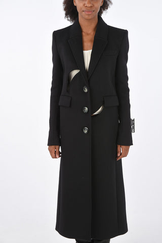 Virgin Wool Blend HALF MOON Coat with Cut-out Details