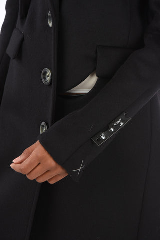Virgin Wool Blend HALF MOON Coat with Cut-out Details