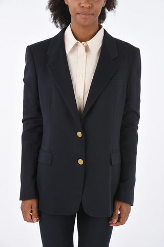 cashmere center vent notch lapel 2-button blazer