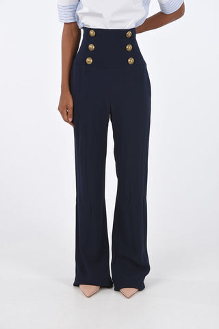 Jewel Button High Waist Palazzo Pants