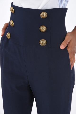 Jewel Button High Waist Palazzo Pants