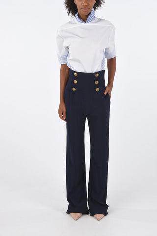 Jewel Button High Waist Palazzo Pants