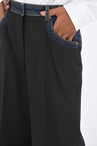 Unstructured Low-Waist Palazzo Pants