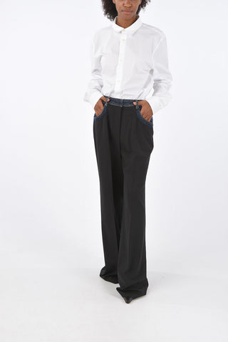 Unstructured Low-Waist Palazzo Pants