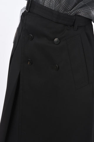 Belted Unstructured Accordion Skirt