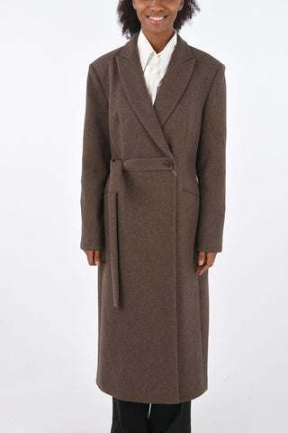 wool double breasted Chesterfield coat with belt