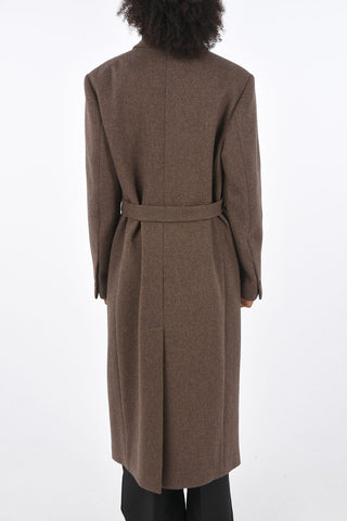 wool double breasted Chesterfield coat with belt