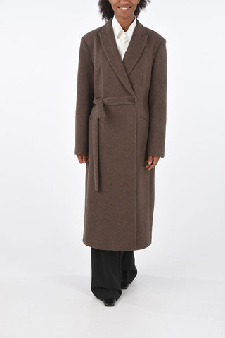 wool double breasted Chesterfield coat with belt