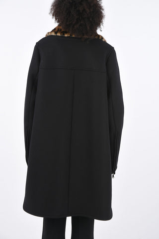 Wool Faux-Fur Collar Hidden Closure Coat
