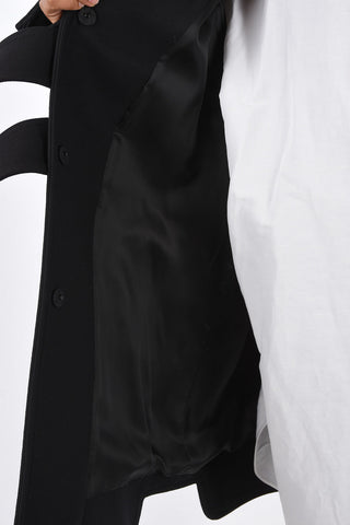 Wool Faux-Fur Collar Hidden Closure Coat