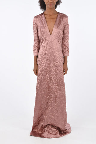 Creased Silk Longline Dress