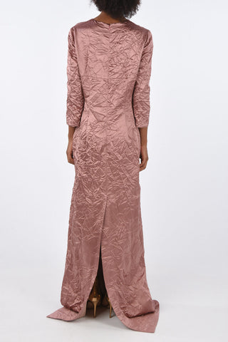 Creased Silk Longline Dress