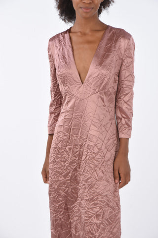 Creased Silk Longline Dress