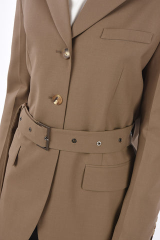 Open back 3-button blazer with belt