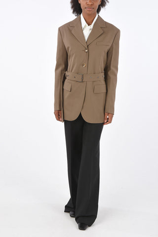 Open back 3-button blazer with belt
