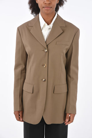 Open back 3-button blazer with belt