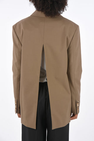 Open back 3-button blazer with belt