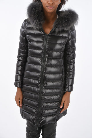 Long-line reversible down jacket with real fur