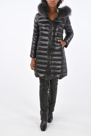 Long-line reversible down jacket with real fur