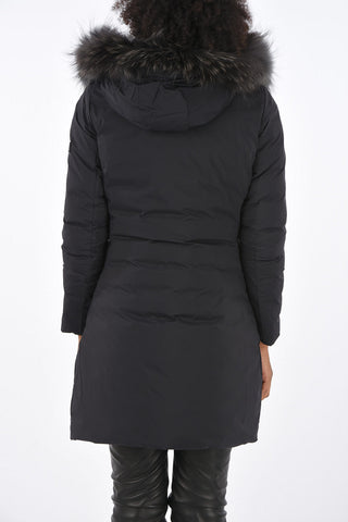 Long-line reversible down jacket with real fur