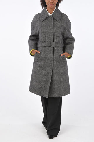 district check belted coat