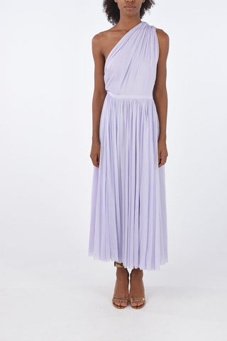 Draped One-Shoulder Midi Dress