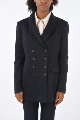 cashmere center vent notch lapel double-breasted blazer