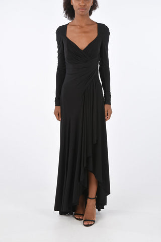 Draped Neck-Line Asymmetrical Dress