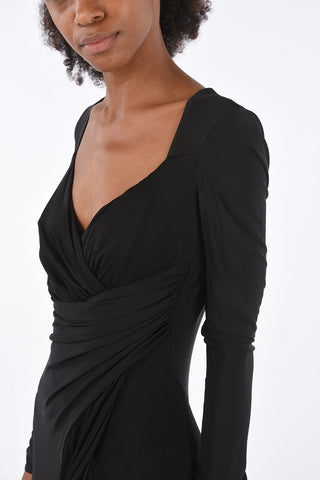 Draped Neck-Line Asymmetrical Dress