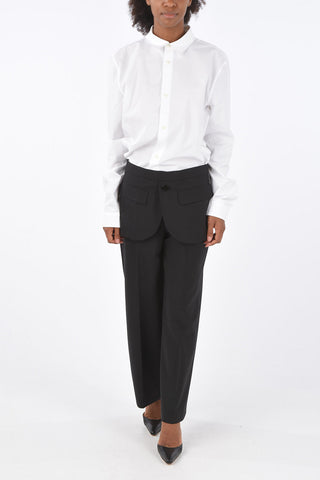 Unstructured Pocket Wide Leg Pants