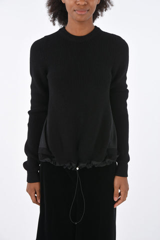 Crochet Virgin Wool Unstructured Drawstring Sweater