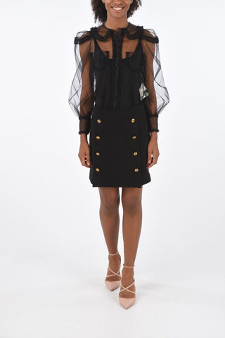 Jewel Button High Waist Skirt