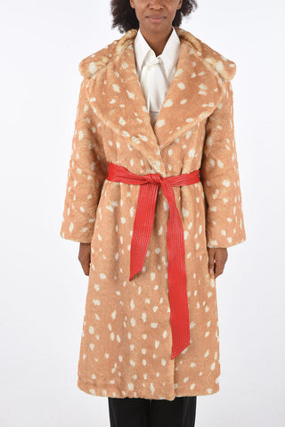 cappotto in ecopelliccia con cintura