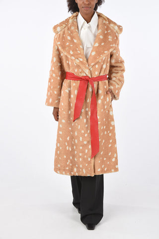 cappotto in ecopelliccia con cintura