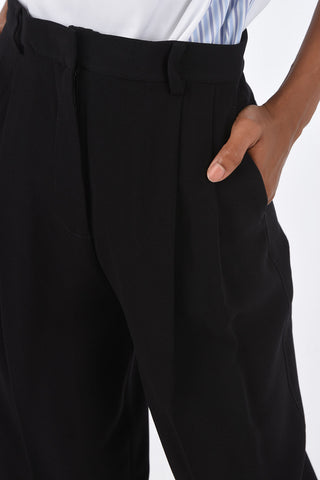 Double Pleated High Waist Pants with Belt Loops