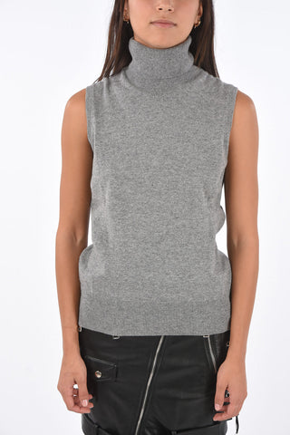 Cashemere sleeveless turtle-neck sweater