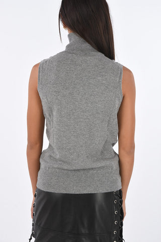 Cashemere sleeveless turtle-neck sweater