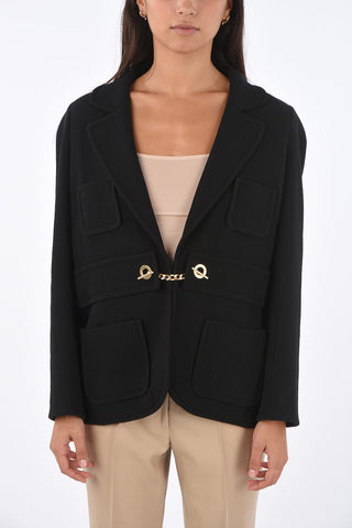 no vent notch lapel jacket with chain detail
