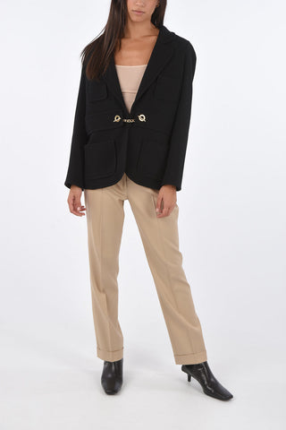 no vent notch lapel jacket with chain detail