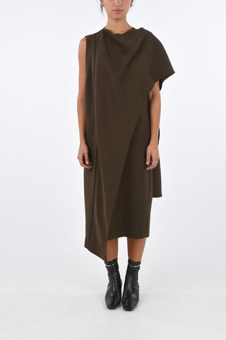 one shouder asymmetric MUFFER wrap dress