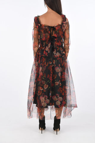 Tulle Roses-Printed KRISTA Midi Dress