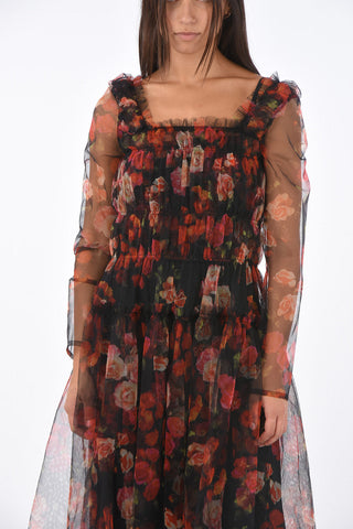 Tulle Roses-Printed KRISTA Midi Dress